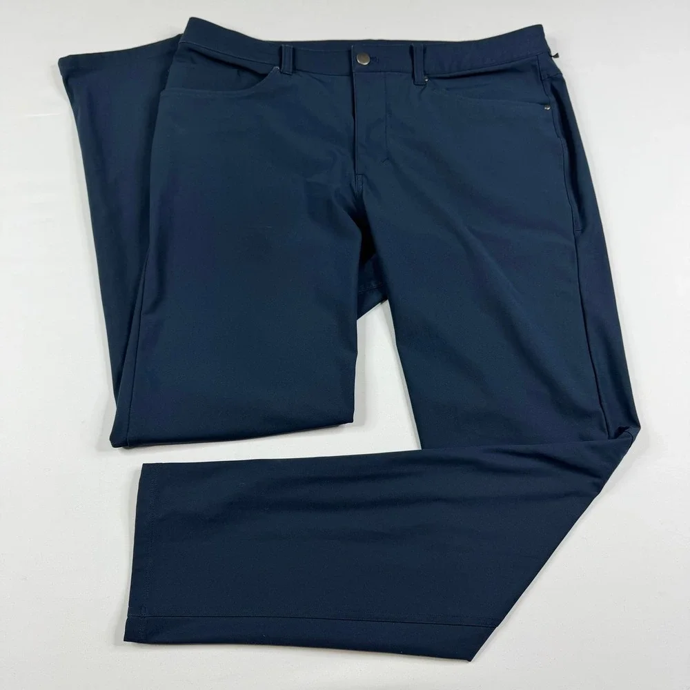Lululemon ABC Slim 5-Pocket Pant Classic Men 34 Blue Warpstreme Stretch Slim